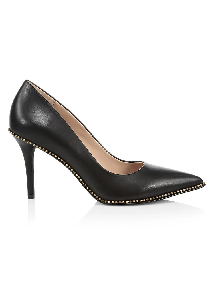 Waverly Bead-Trim Leather Pumps