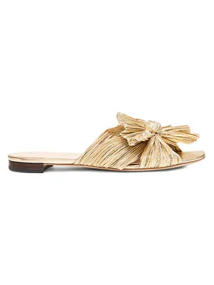 Daphne Flat Metallic Leather Sandals