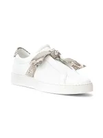 Clarita Python Bow Leather Sneakers