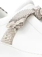 Clarita Python Bow Leather Sneakers