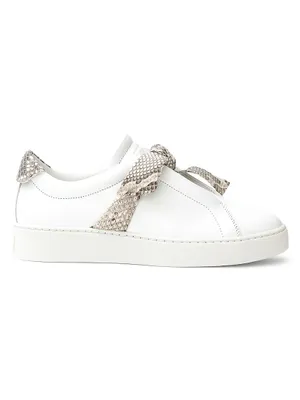 Clarita Python Bow Leather Sneakers