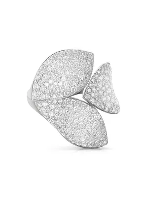 Giardini Segreti 18K White Gold & Diamond Pavé Leaf Wrap Ring