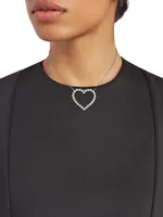 Black Rhodium-Plated Silver & Diamond Cluster Open Heart Pendant Necklace