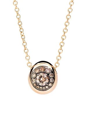 Nuvola 18K Rose Gold & Brown Diamond Round Pendant Necklace