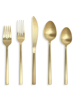 Arezzo Brushed Gold 5-Piece Stainless Steel Place Setting Set