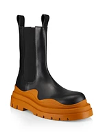 Contrast-Sole Leather Tire Boots