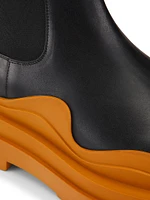 Contrast-Sole Leather Tire Boots