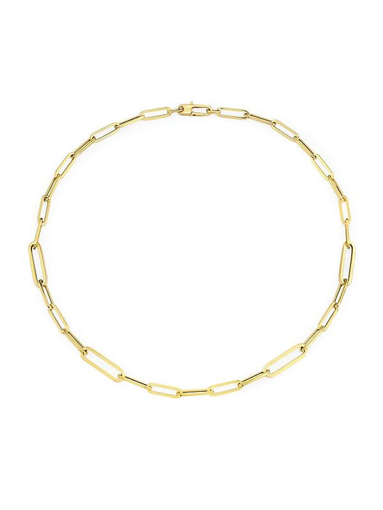 18K Yellow Gold Oval Paper Clip Chain Necklace