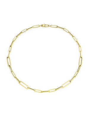 18K Yellow Gold Oval Paper Clip Chain Necklace