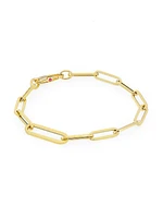 18K Yellow Gold Oval Paper Clip Chain Bracelet