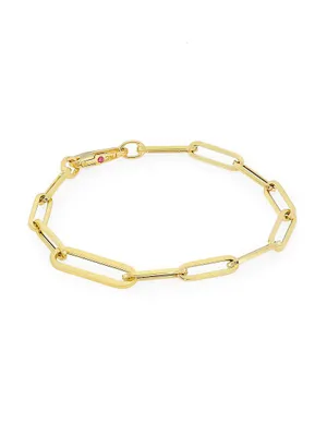 18K Yellow Gold Oval Paperclip Chain Bracelet