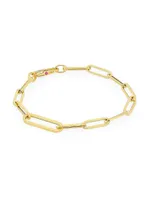 18K Yellow Gold Oval Paperclip Chain Bracelet