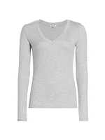 Valley Rib-Knit V-Neck Top