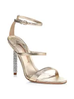 Rosalind Embellished-Heel Metallic Leather Sandals