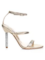 Rosalind Embellished-Heel Metallic Leather Sandals