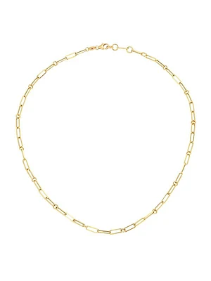 18K Yellow Gold Paper Clip Chain Necklace, 19"