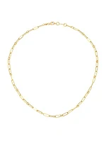 18K Yellow Gold Paper Clip Chain Necklace, 19"