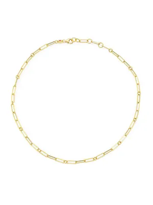 18K Yellow Gold Paper Clip Chain Necklace, 17"