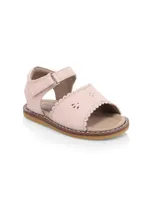 Baby Girl's Scallop Leather Sandals