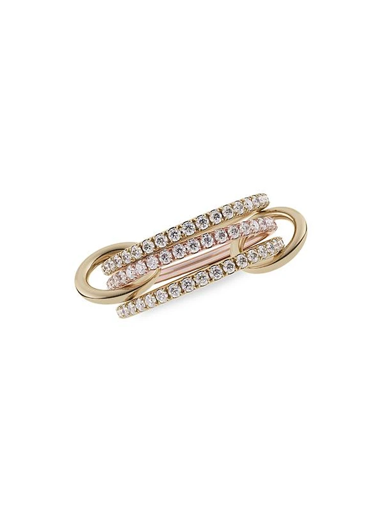 Aurora 18K Two-Tone Gold & Diamond 3-Link Ring