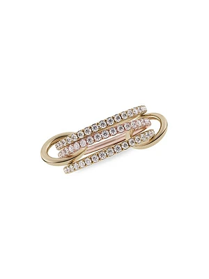 Aurora 18K Two-Tone Gold & Diamond 3-Link Ring