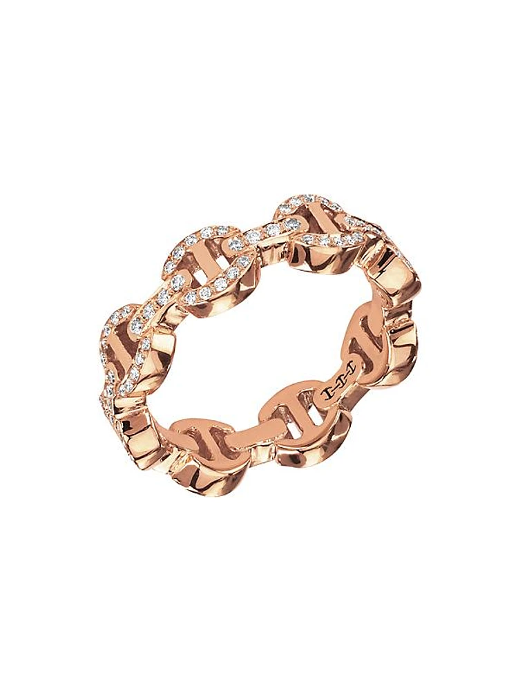 Heritage Dame Tri-Link 18K Rose Gold & Diamond Ring