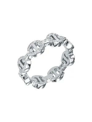 Heritage Dame Tri-Link 18K White Gold & Diamond Ring