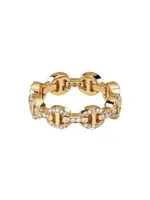 Heritage Dame Tri-Link 18K Gold & Diamond Ring