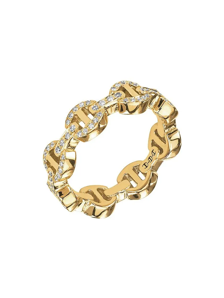 Heritage Dame Tri-Link 18K Gold & Diamond Ring