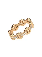 Dame Tri-Link 18K Yellow Gold & Diamond Ring