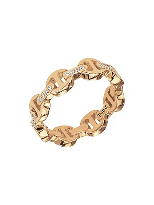 Dame Tri-Link 18K Yellow Gold & Diamond Ring