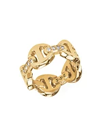 Dame Tri-Link 18K Yellow Gold & Diamond Ring