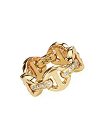 Dame Tri-Link 18K Yellow Gold & Diamond Ring