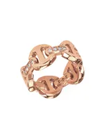 Dame Tri-Link 18K Rose Gold & Diamond Ring