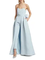 Silk Faille Bow Back Convertible Skirt Jumpsuit