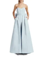 Silk Faille Bow Back Convertible Skirt Jumpsuit