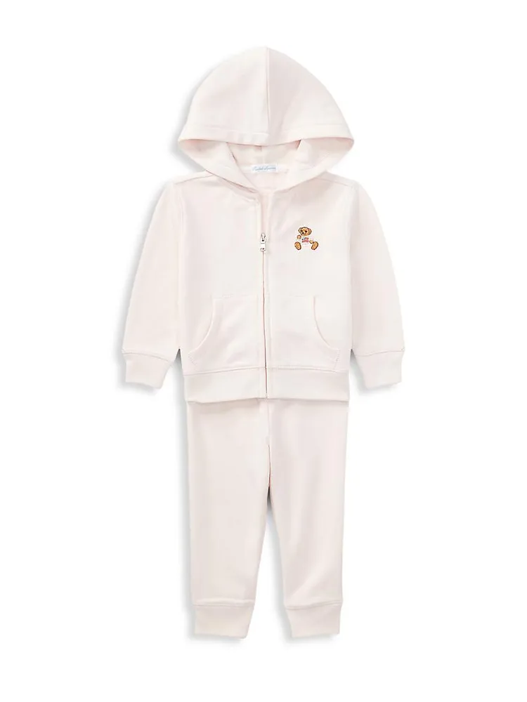 Baby Girl's 2-Piece Polo Bear Hoodie & Joggers Set