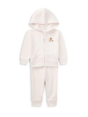 Baby Girl's 2-Piece Polo Bear Hoodie & Joggers Set