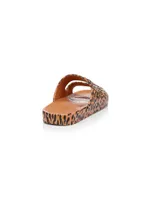 Leopard-Print Two-Strap Slides