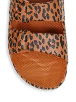 Leopard-Print Two-Strap Slides