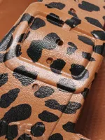 Leopard-Print Two-Strap Slides