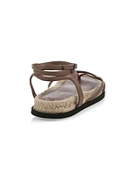 Yasmine Ankle-Strap Leather Espadrille Sandals