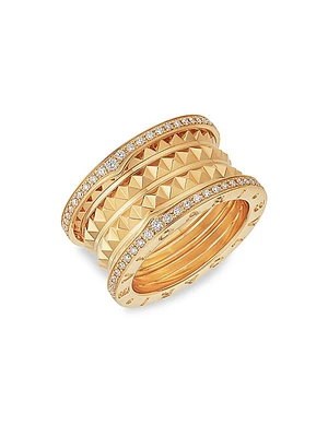 B.zero1 Rock 18K Yellow Gold & Diamond 4-Band Ring