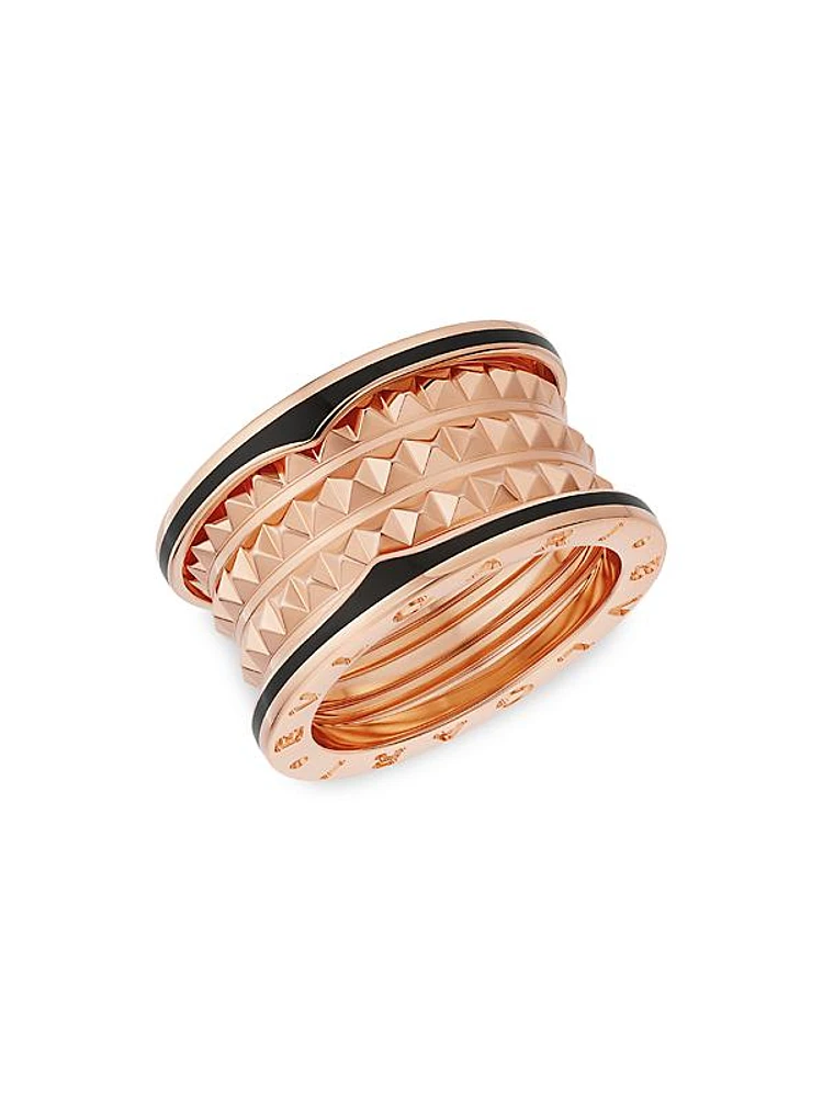 B.zero1 Rock 18K Rose Gold & Black Ceramic -Band Ring