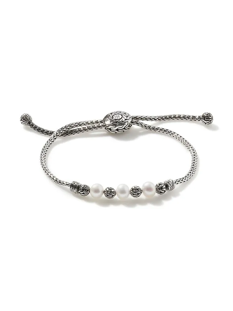 Classic Chain Sterling Silver & Freshwater Pearl Bracelet