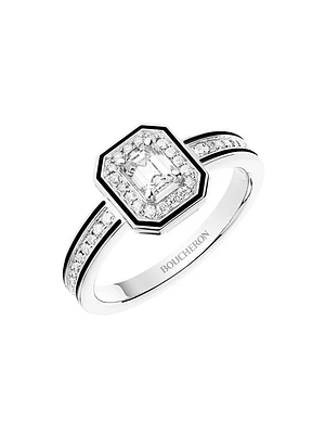 Vendôme Liseré 18K White Gold, 0.52 TCW Diamond & Lacquer Ring