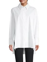 Cotton Poplin Button-Front Top