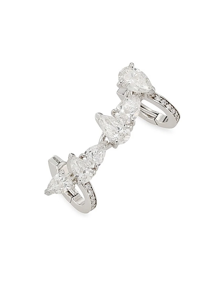 Serti Sur Vide 18K White Gold & 1.78 TCW Diamond Single Ear Cuff - Left Or Right