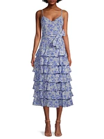 Ariella Floral Tiered Midi Dress