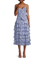 Ariella Floral Tiered Midi Dress